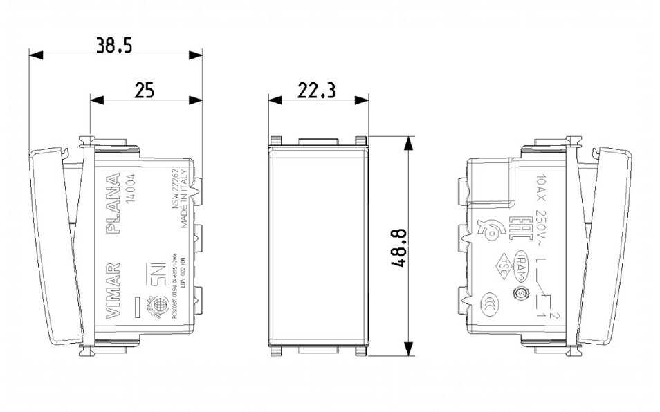 מפסק מחליף 16A לבן 1 מודול VIMAR Plana 14004